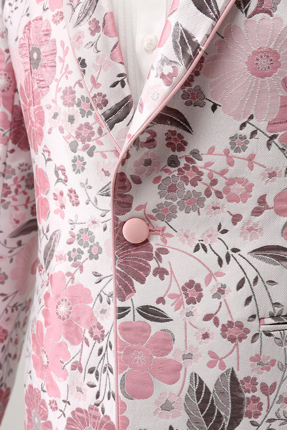 Rosa Sjal Kavajslag Jacquard One Button Men's Prom Kavaj