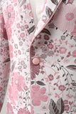 Rosa Sjal Kavajslag Jacquard One Button Men's Prom Kavaj