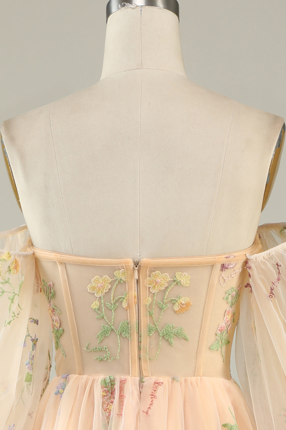 Grön Av Axeln Långa Ärmar A-linje Balklänning