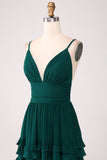 Spaghetti Straps Tiered Prom Klänning med Plisserad