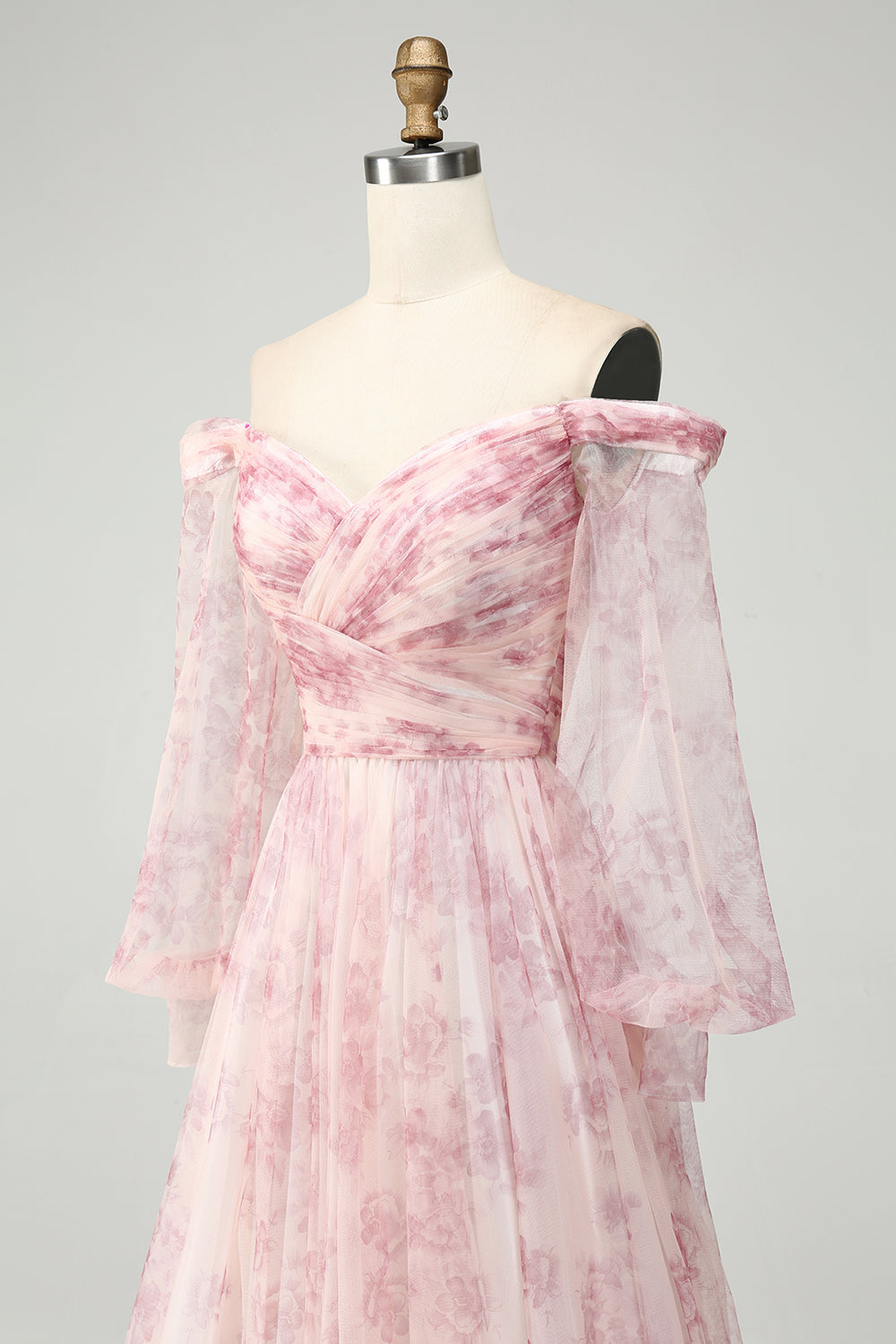 Rouge Blomma A-linje Off The Shoulder Print Balklänning Med Slits