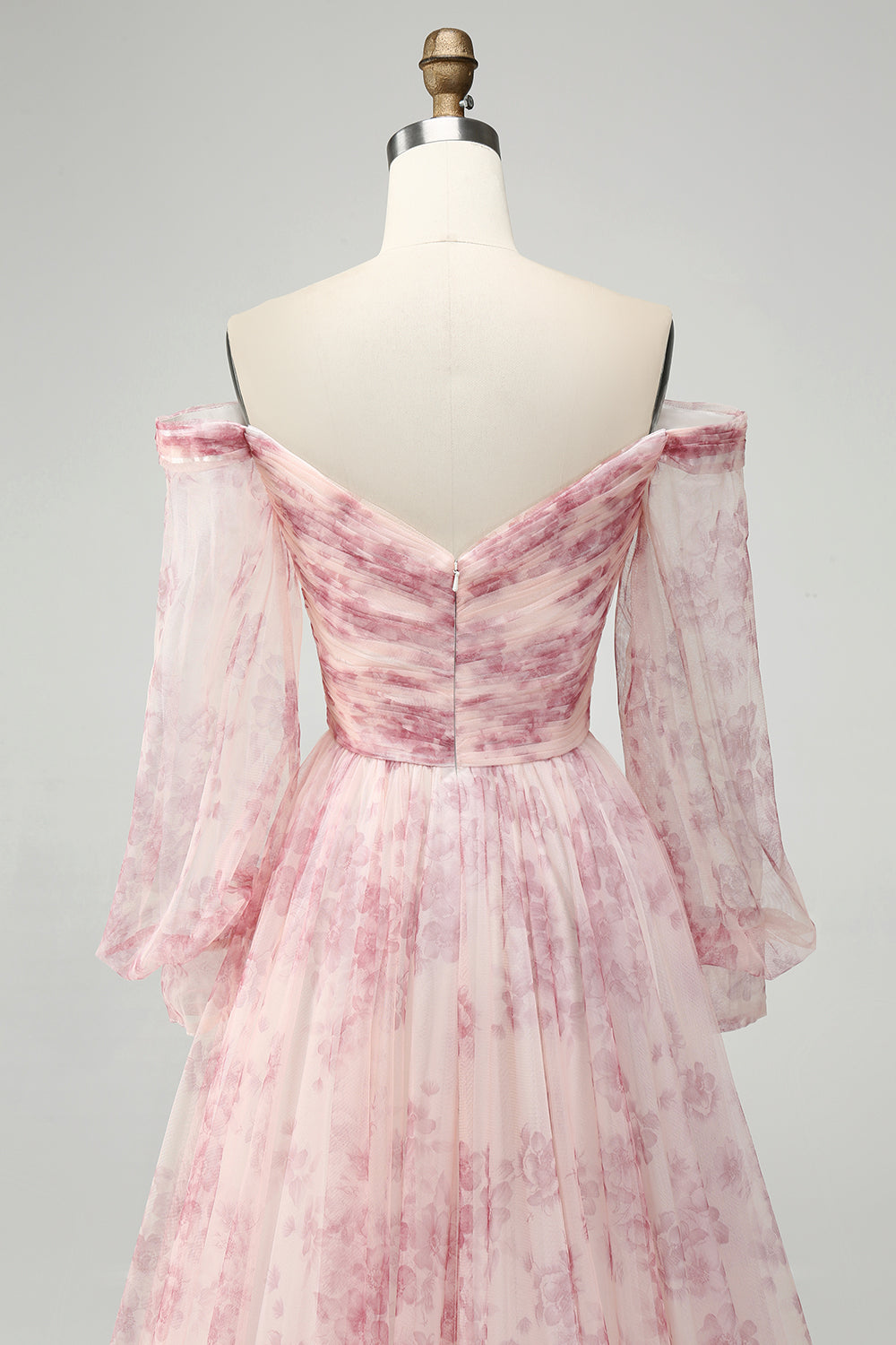 Rouge Blomma A-linje Off The Shoulder Print Balklänning Med Slits