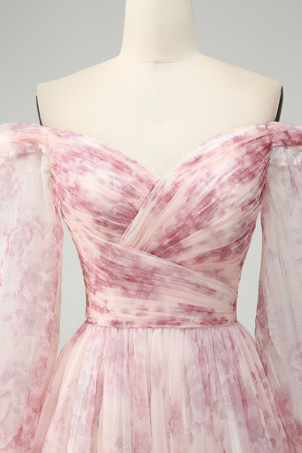 Rouge Blomma A-linje Off The Shoulder Print Balklänning Med Slits