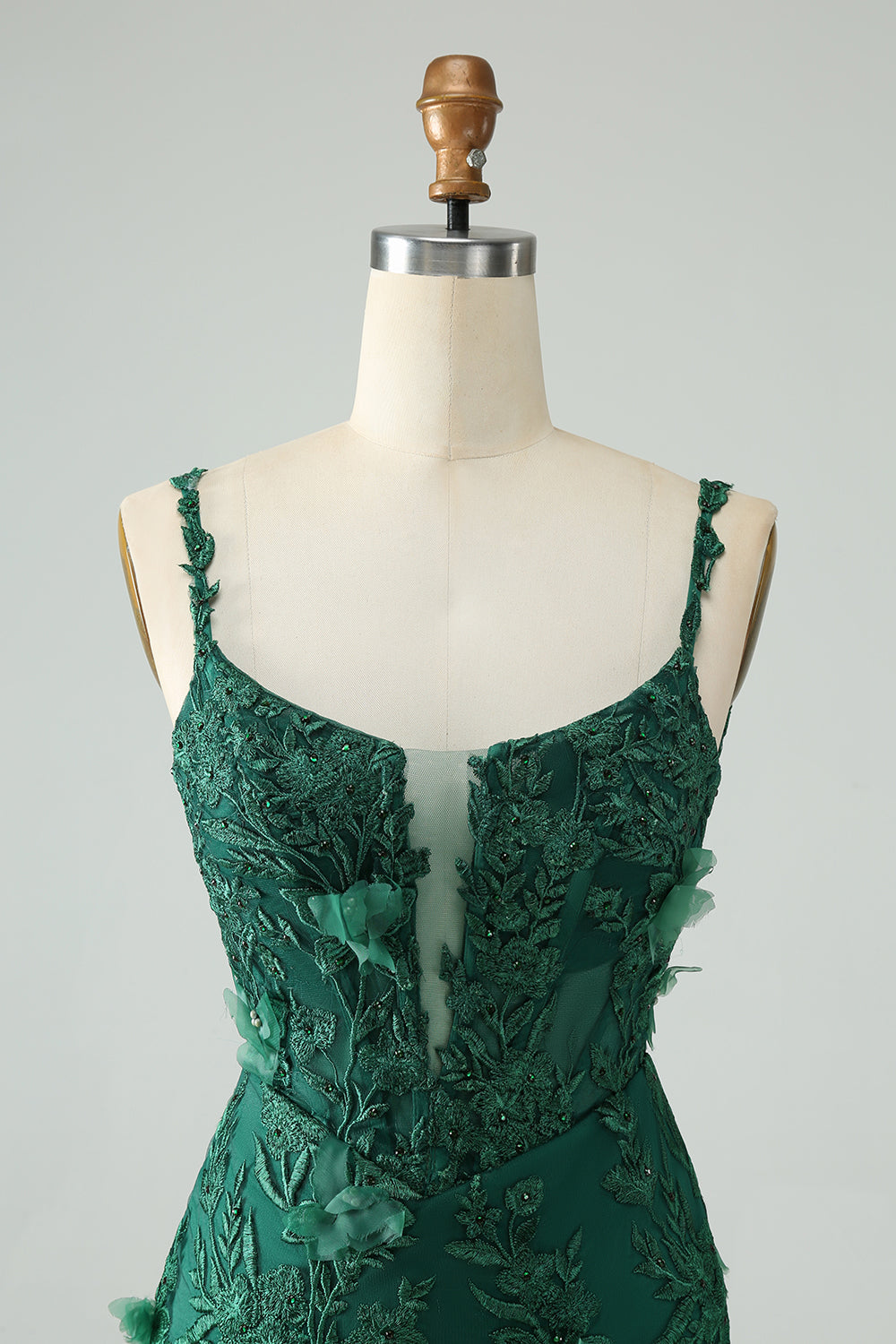 Mörkgrön Bodycon Spaghetti Straps Kort Homecoming Klänning med Applikationer