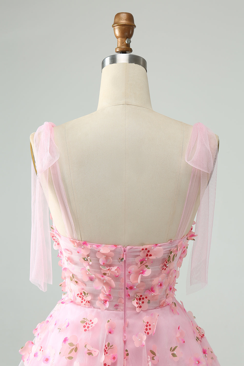 Söt Rosa A Line Spaghetti Straps Kort Homecoming Klänning Med 3D Blommor