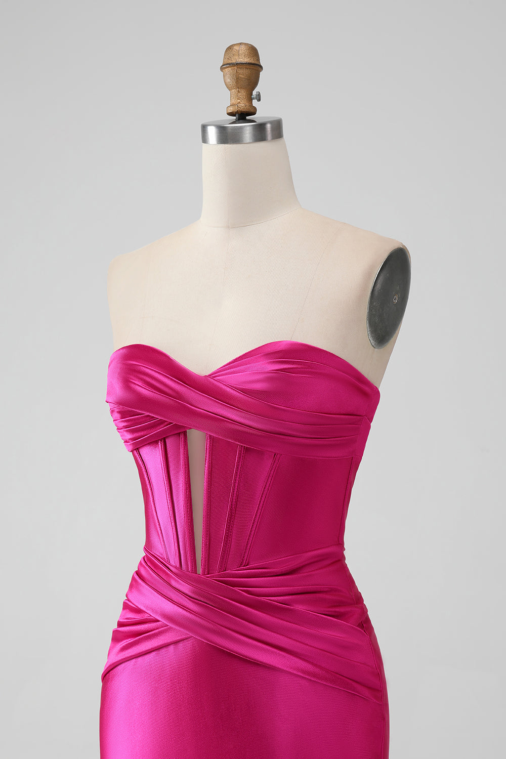 Fuchsia Bodycon Sweetheart Satin Korsett Kort Homecoming Klänning