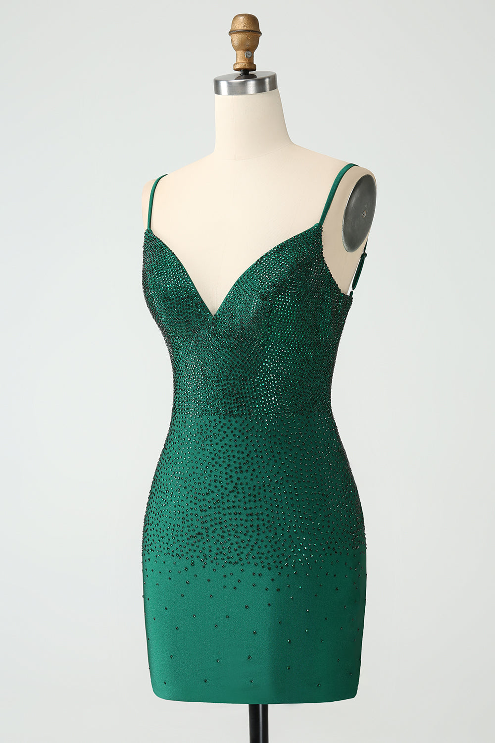 Mörkgrön Bodycon Spagehtti Straps Backless Homecoming Klänning med Beading