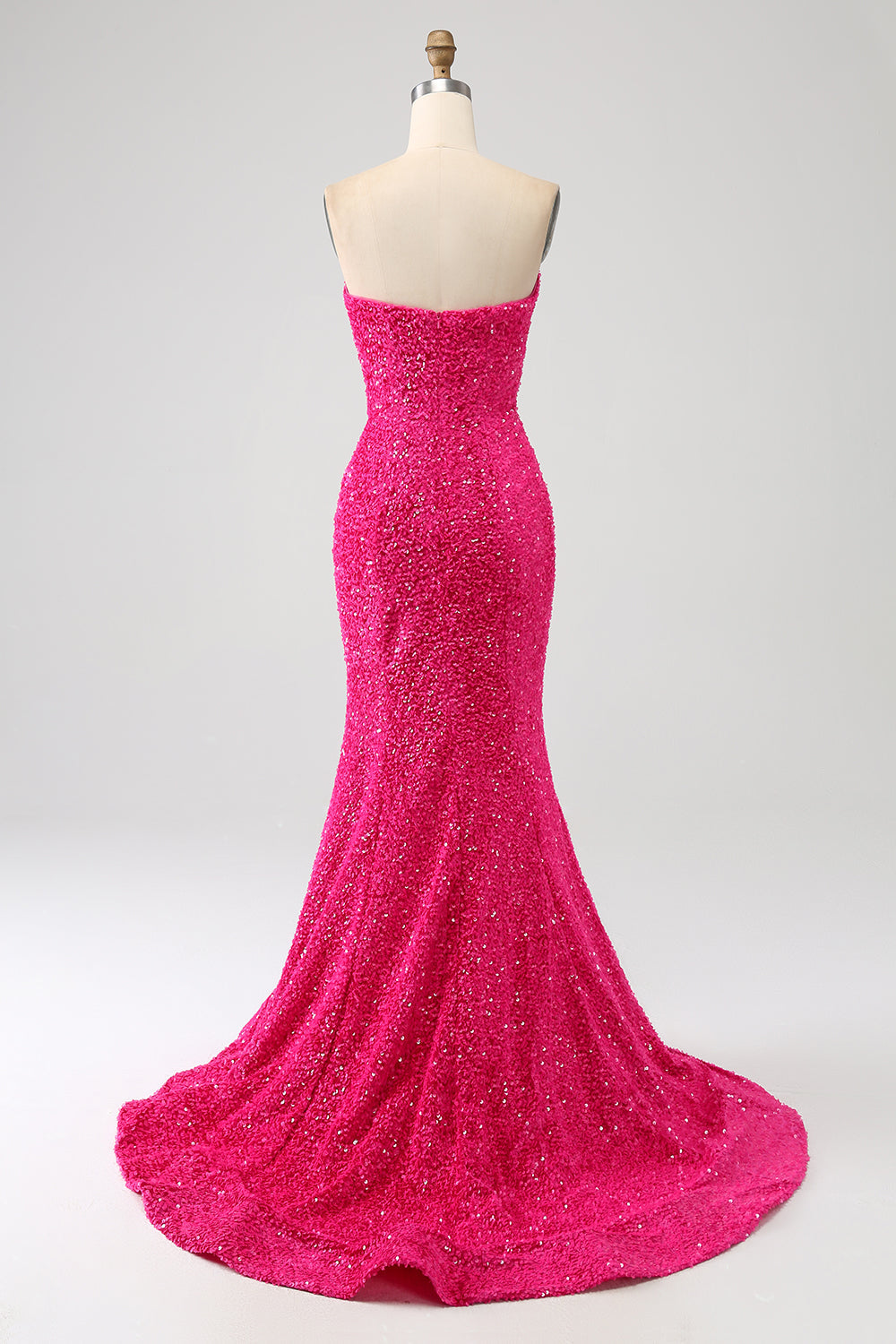 Bling Mermaid Älskling Hot Pink Paljetter Lång Balklänning