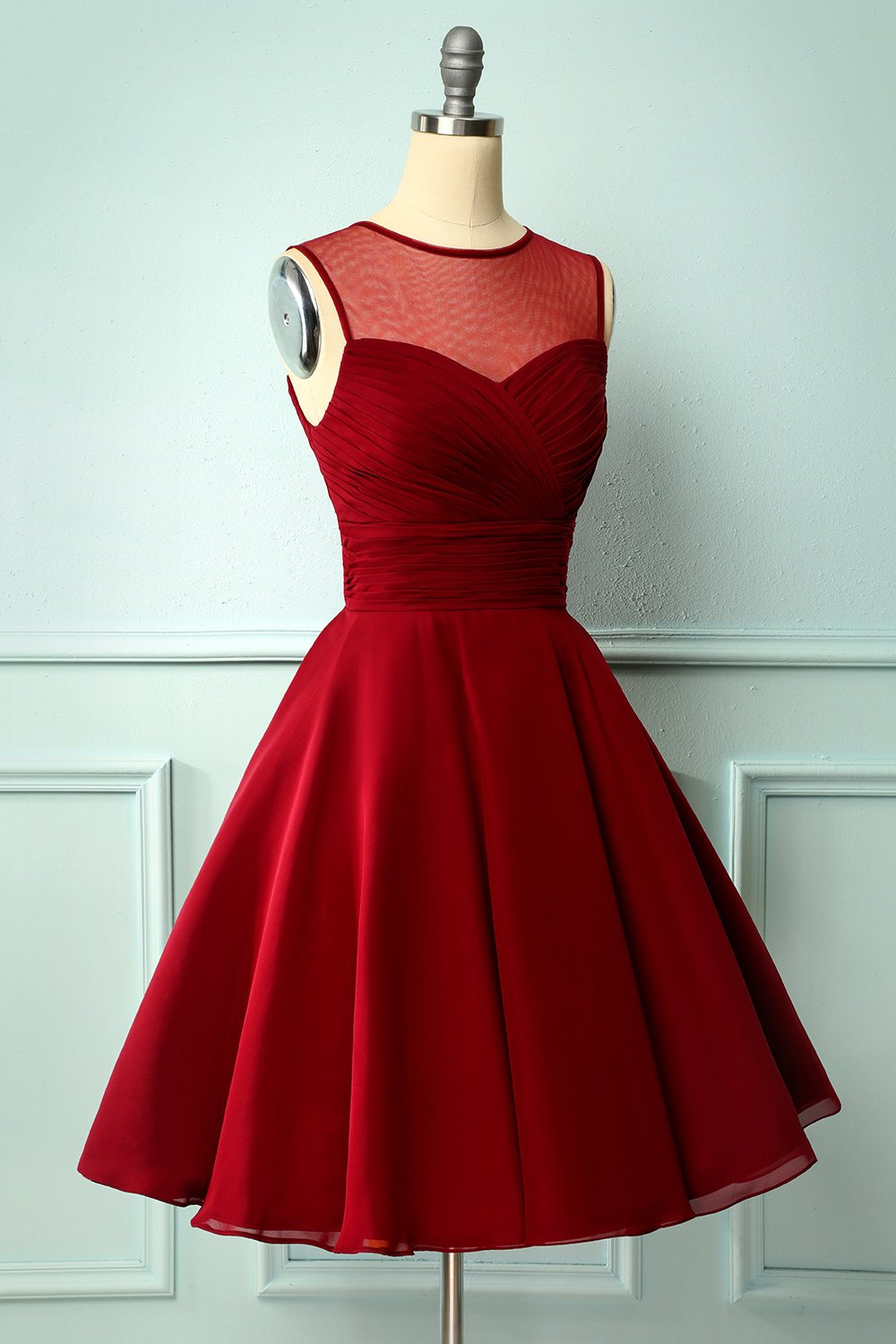 Enfärgade Ärmlös Vintage Klänning