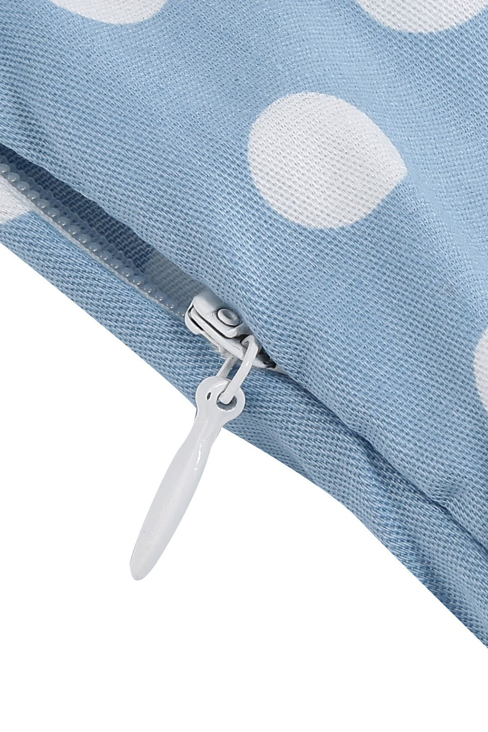 Blå Hepburn Stil V-Hals Prickiga 1950-tals Klänning