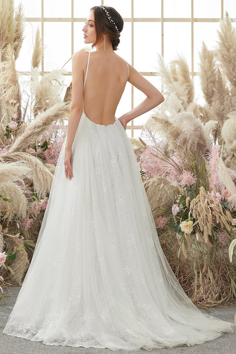 V-ringning Svartlös Brudklänning