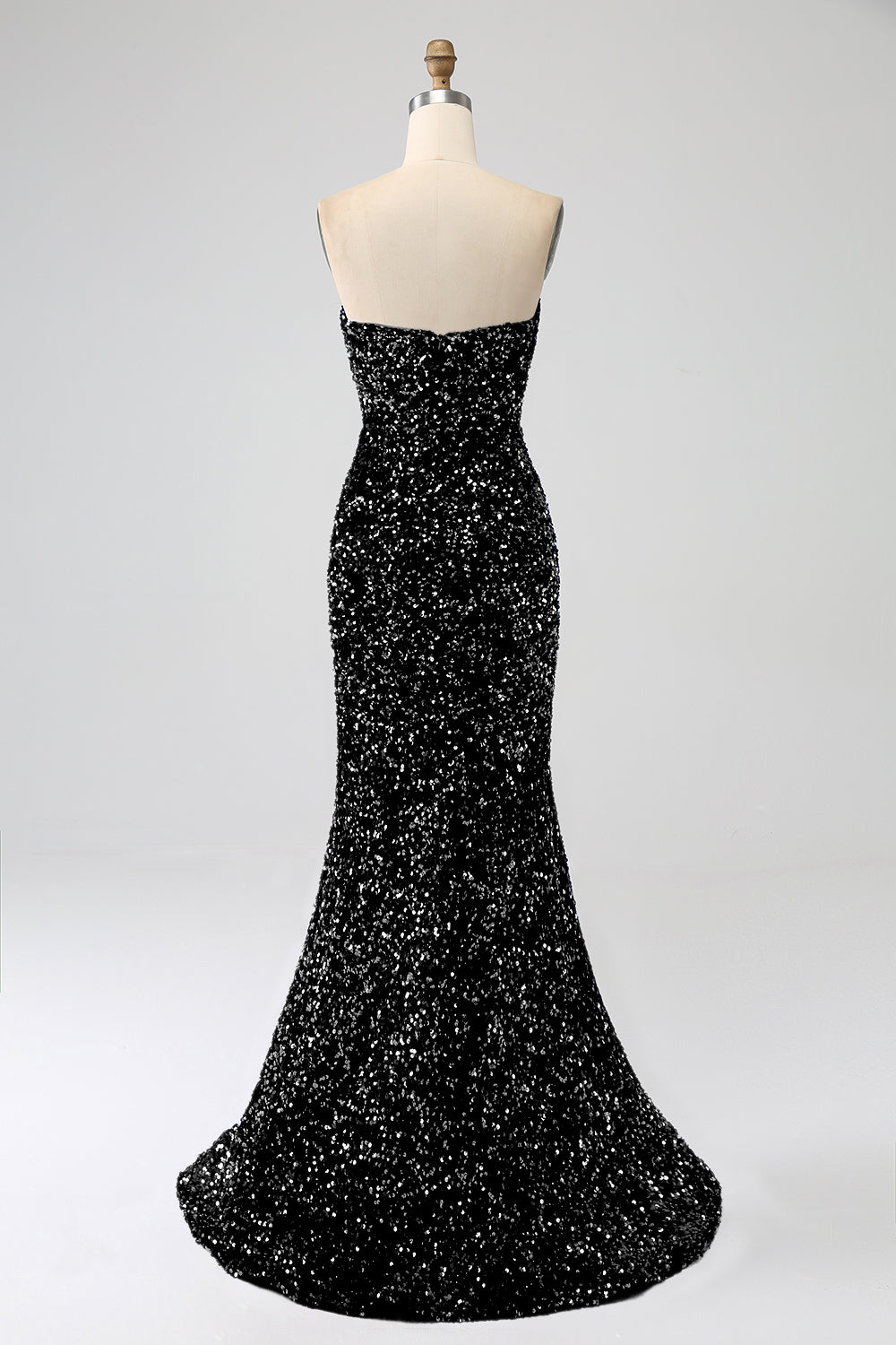 Royal Blue Mermaid Axelbandslösa Paljetter Lång Balklänning med slits