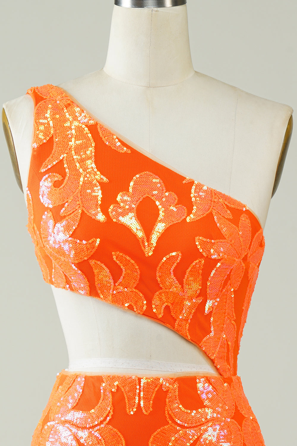 Orange En Axel Glitter Homecoming Klänning med Ihålig