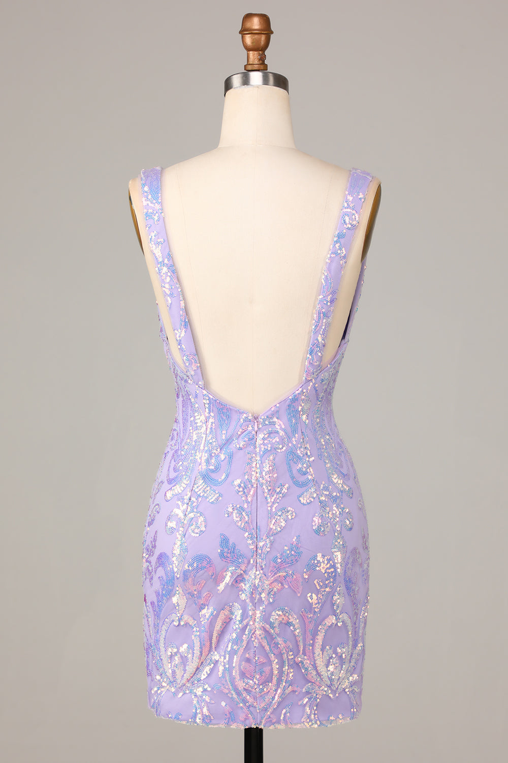 Lost In Your Eyes Bodycon V-ringning Lila Paljetter Kort Homecoming Klänning