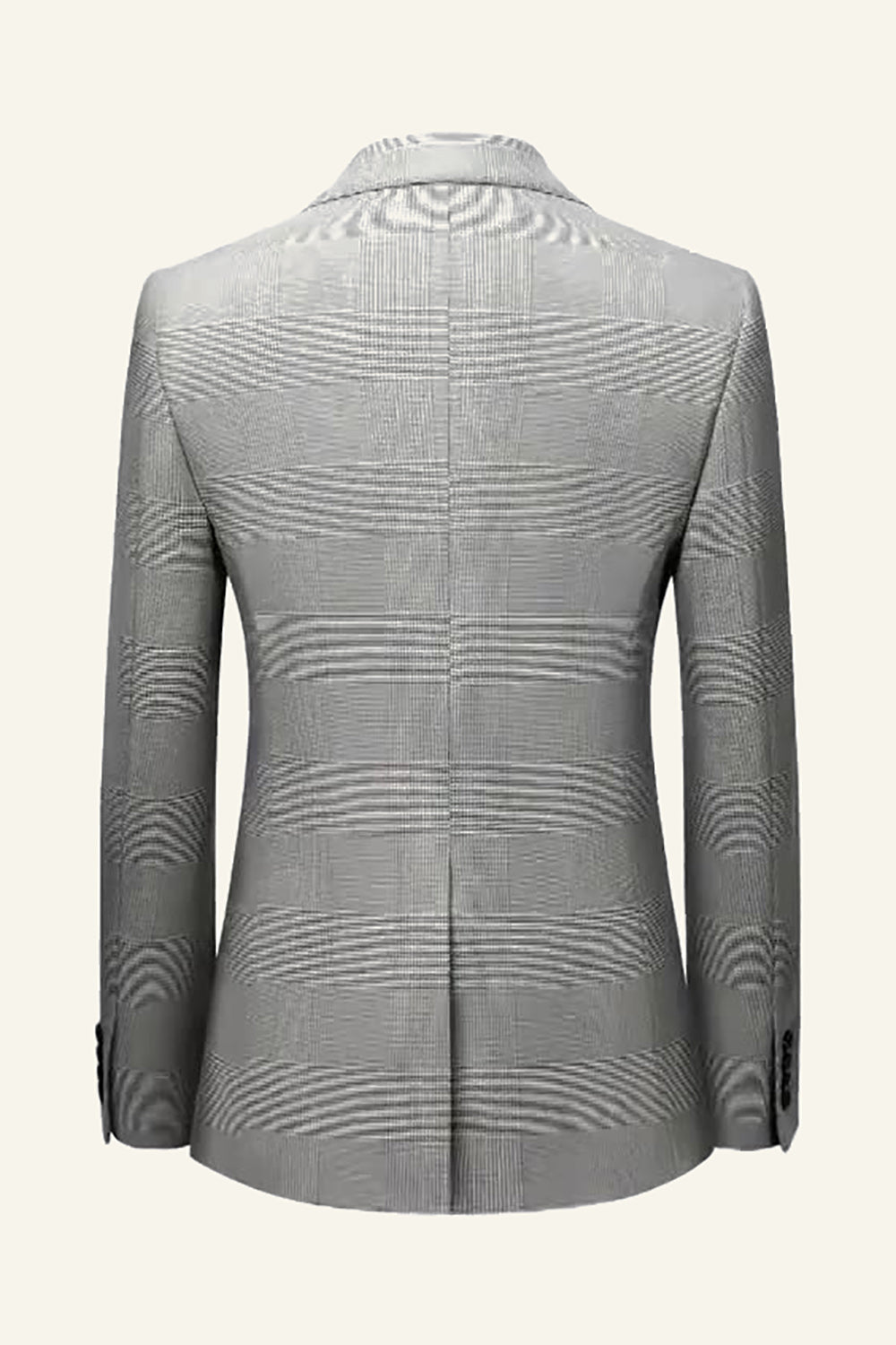 Grå rutig topp lapel 3 stycken män bröllopsdräkter