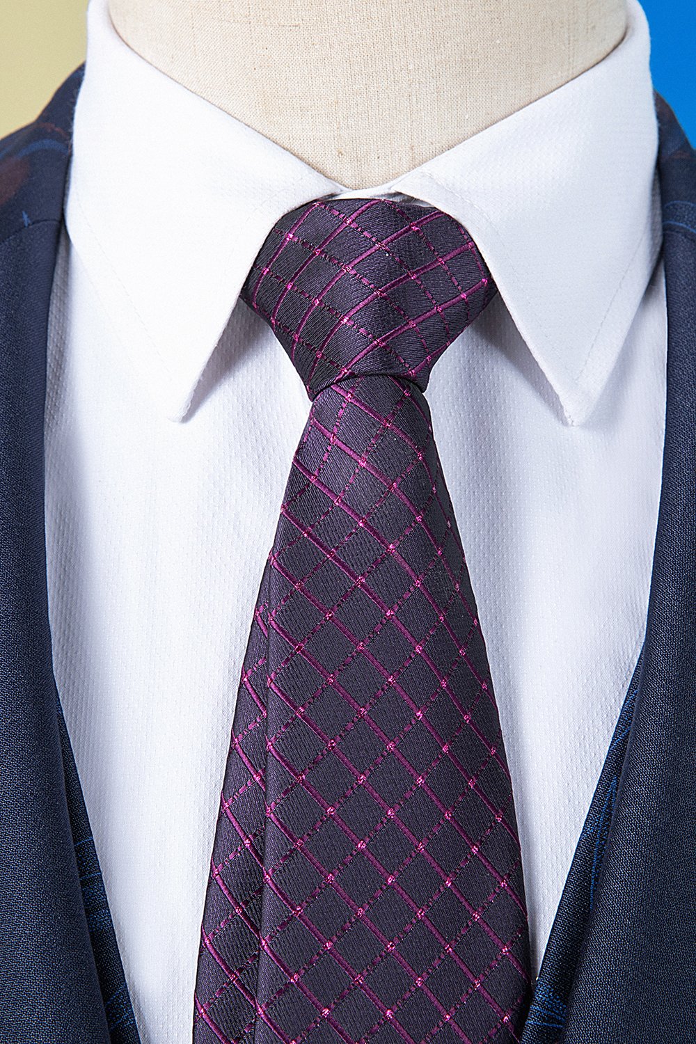 Mörkblå toppad lapel tryckt 3-delad herrdräkt smoking