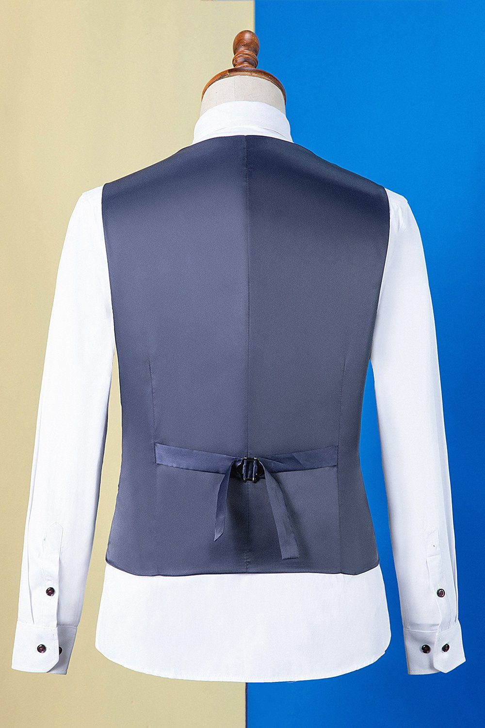 Mörkblå toppad lapel tryckt 3-delad herrdräkt smoking
