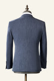 Gråblå hakad lapel classic 3-delad herrdräkt