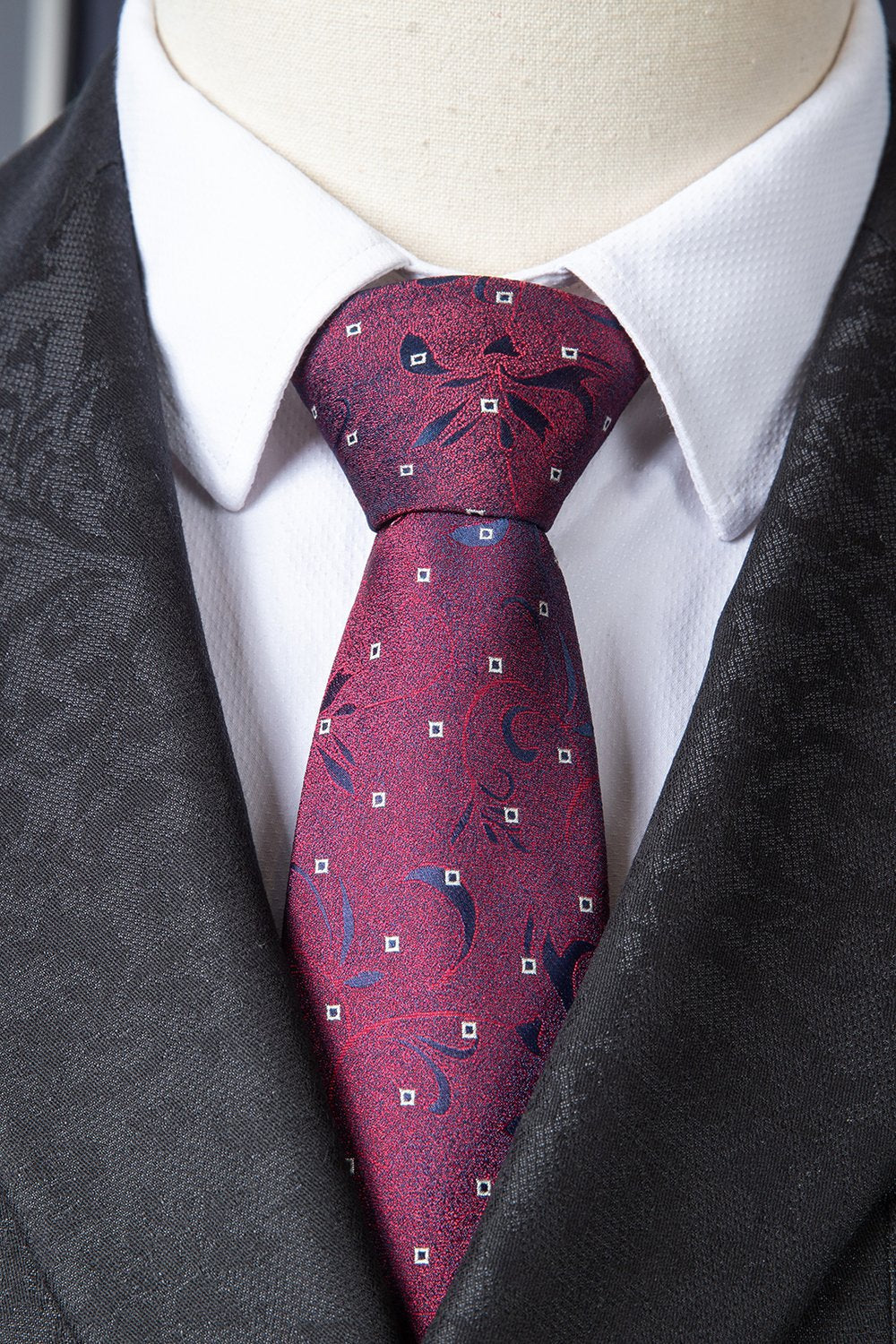 Svart Jacquard dubbelknäppt 3-delad herrdräkt