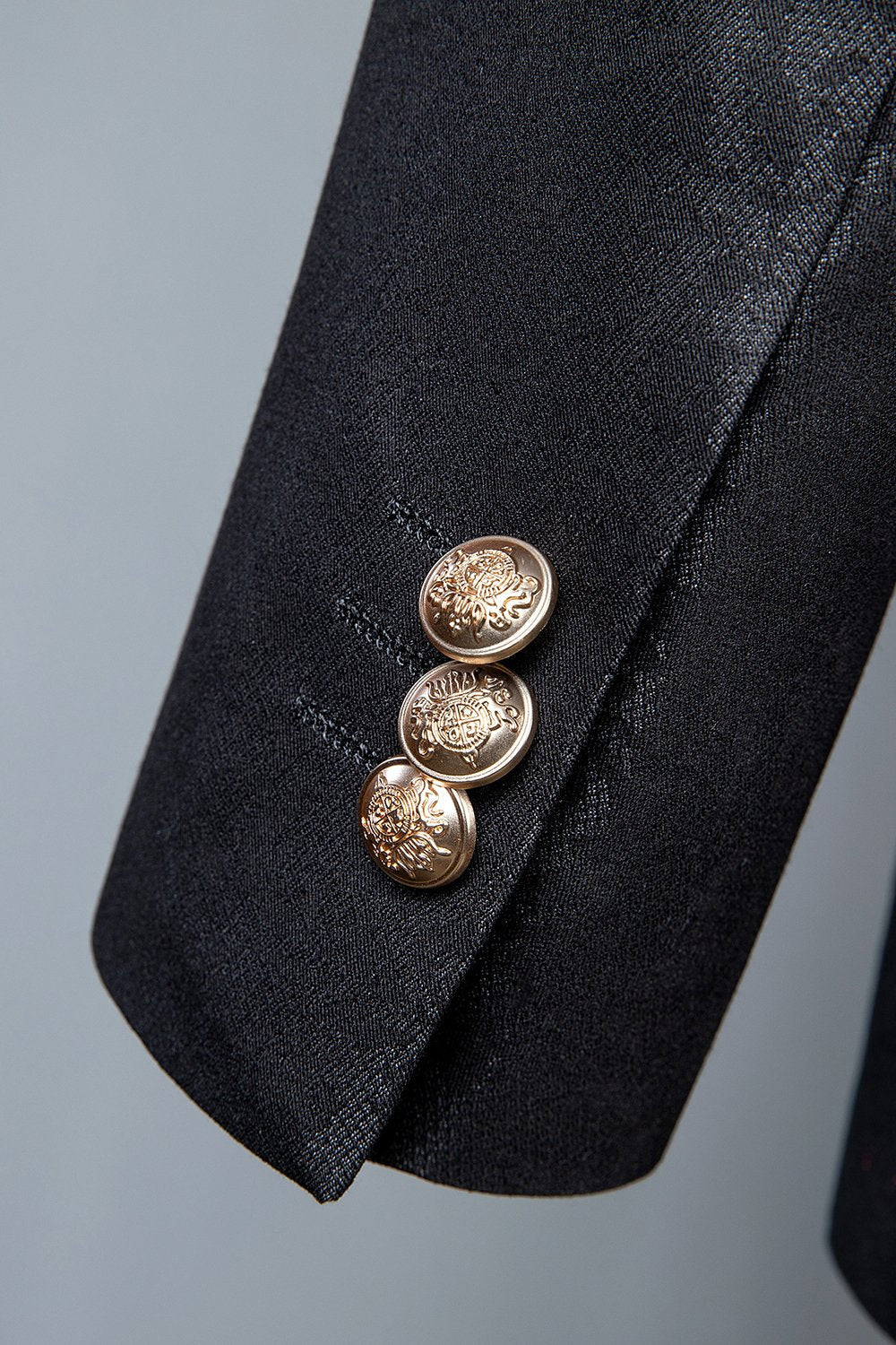 Svart Jacquard dubbelknäppt 3-delad herrdräkt