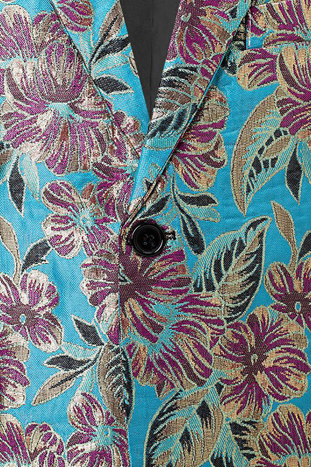 Svart och gyllene hakad lapel jacquard herrkavaj