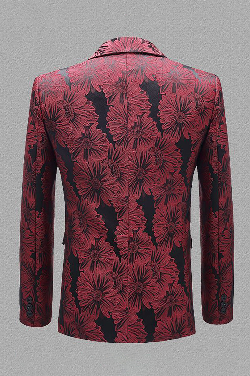 Grå Silver Jacquard Peak Lapel Herrbal kavaj