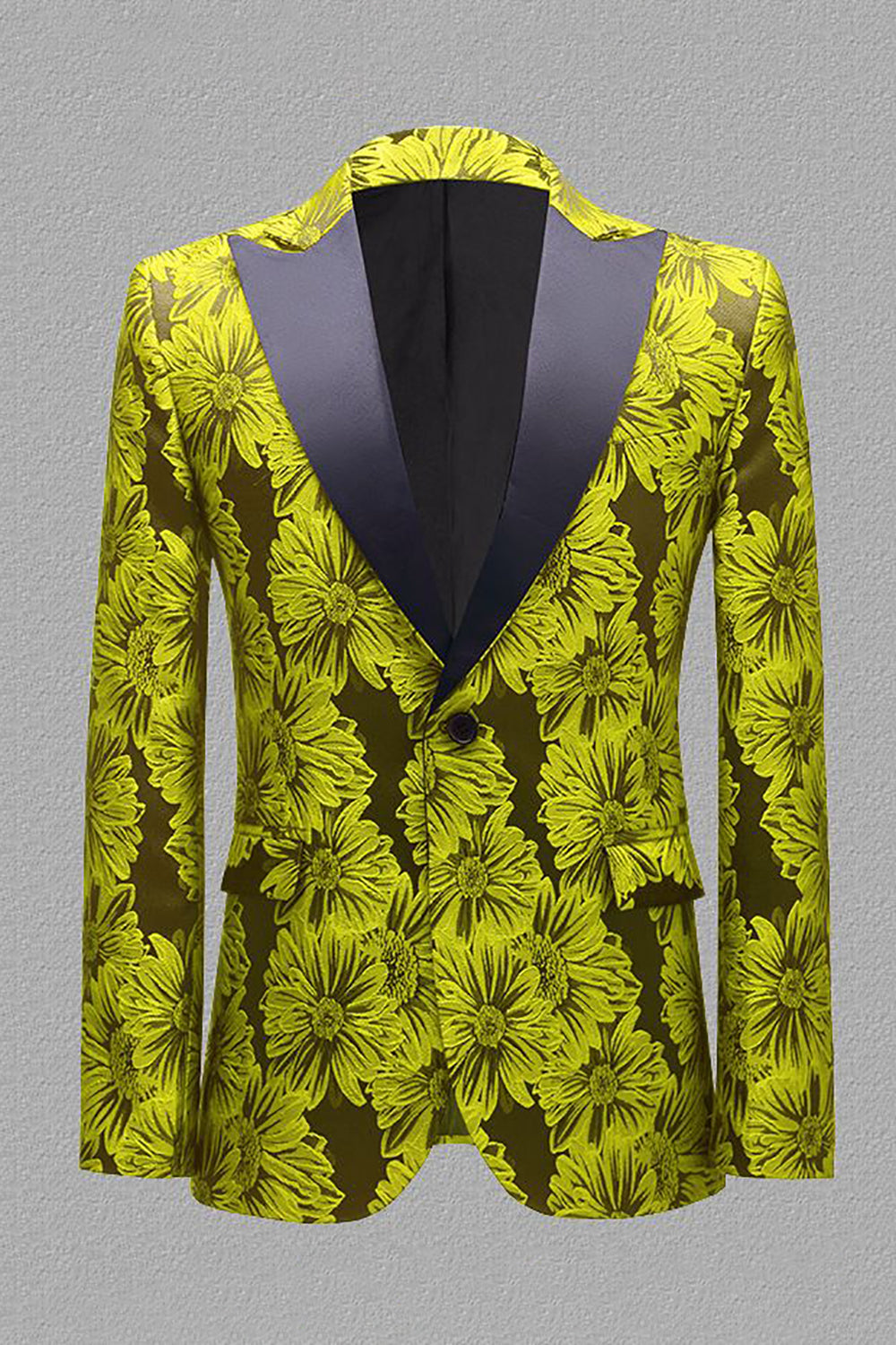 Grå Silver Jacquard Peak Lapel Herrbal kavaj