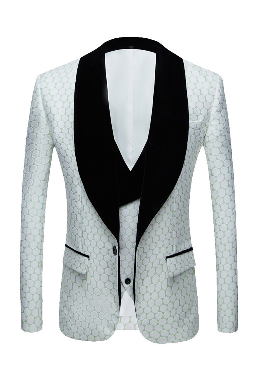 Biege Dots Jacquard 2 Piece Mäns baldräkter