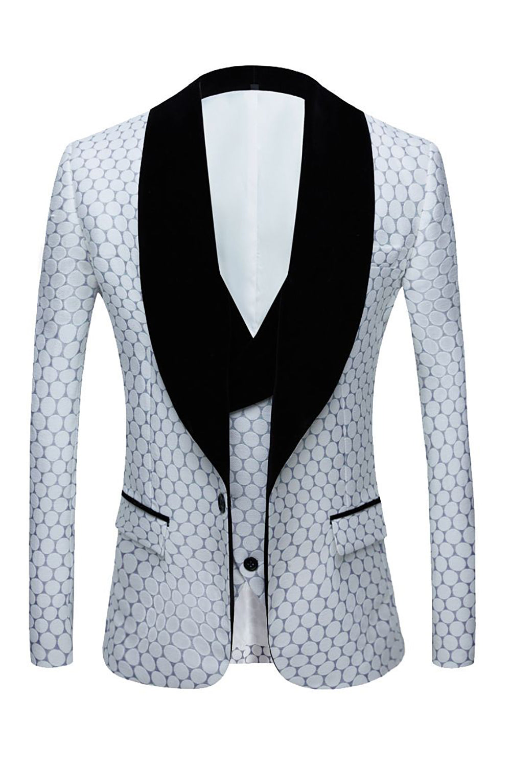 Biege Dots Jacquard 2 Piece Mäns baldräkter