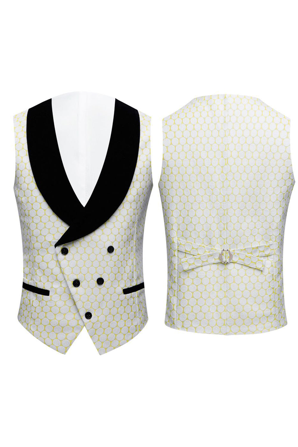 Biege Dots Jacquard 2 Piece Mäns baldräkter