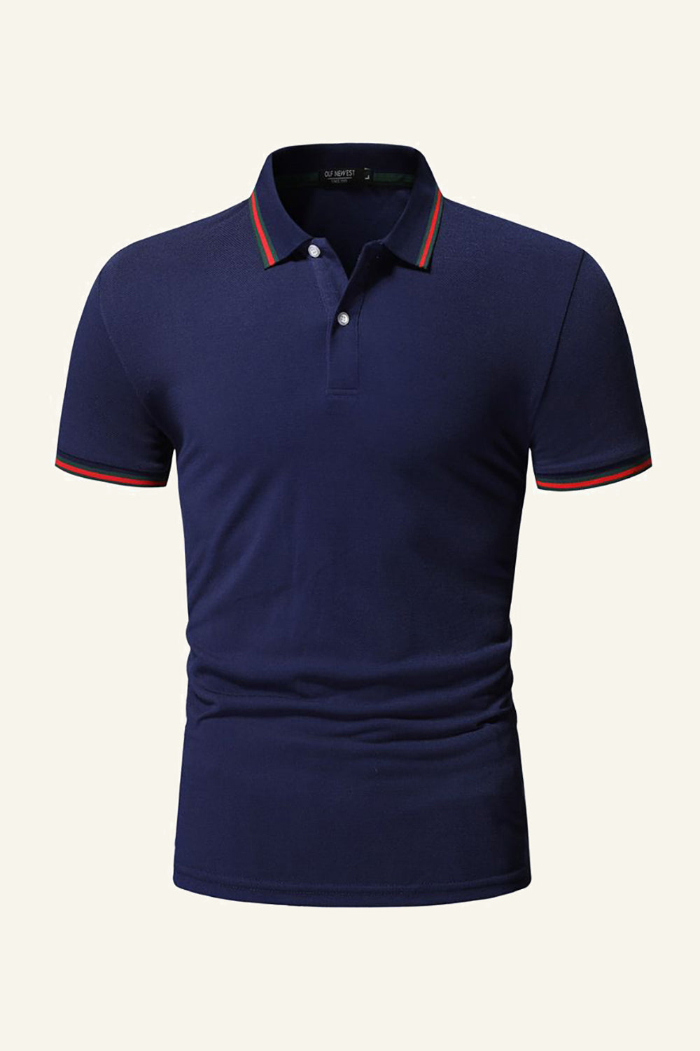 Marinblå Slim Fit Kortärmat Polotröja