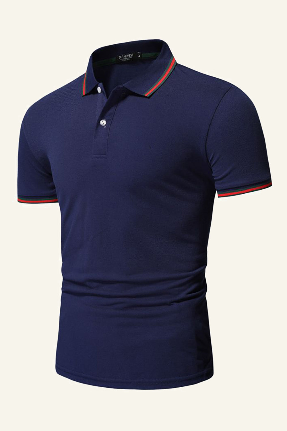 Marinblå Slim Fit Kortärmat Polotröja