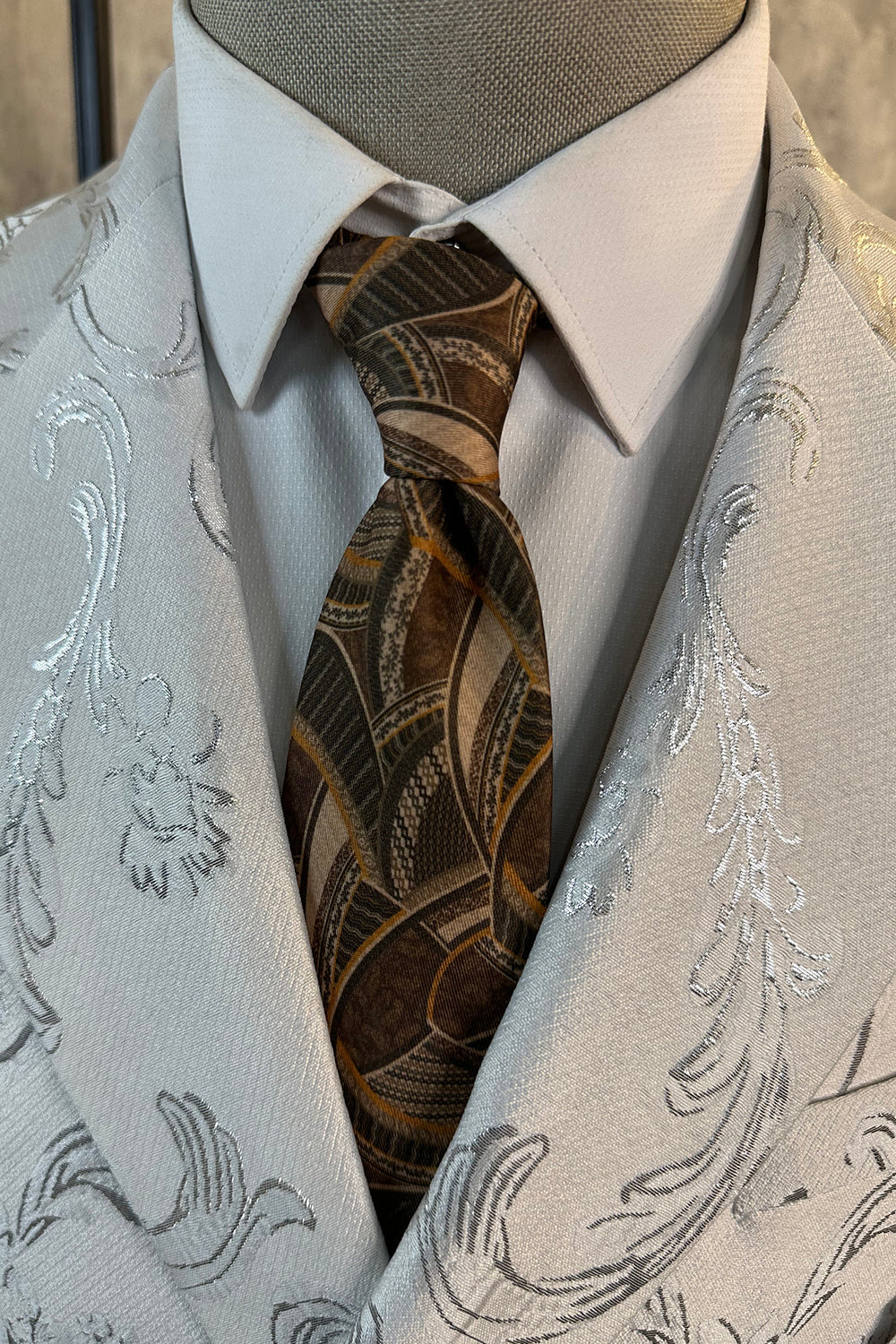 Vit Peak Slag Jacquard 2-delade herrdräkter