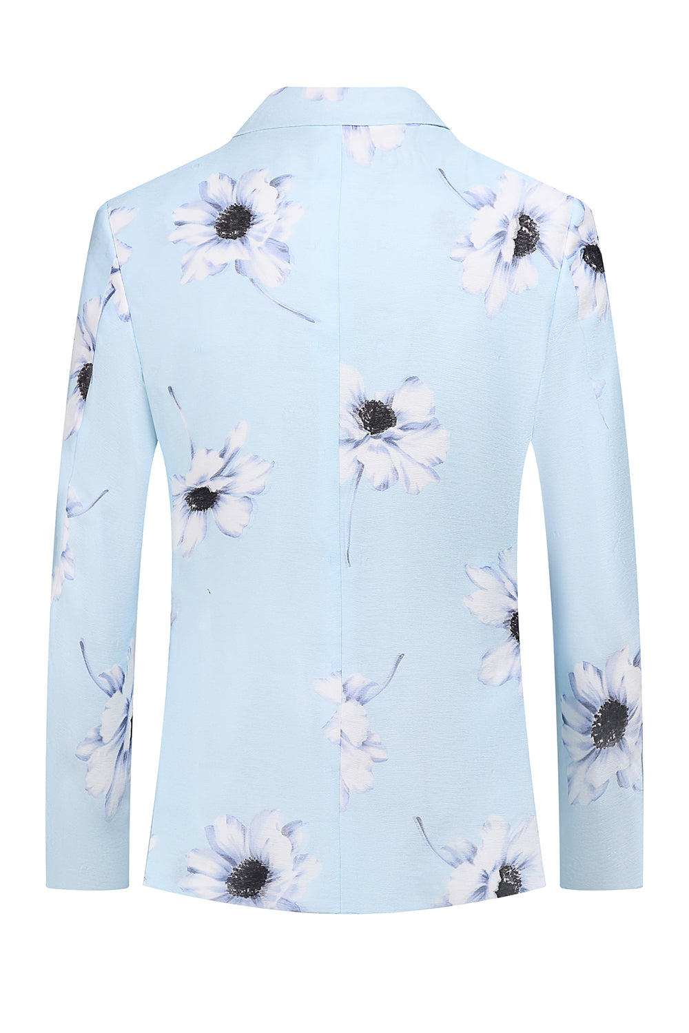 Ljusblå Peak Slag 2-delad Blommiga Baldräkter för Män