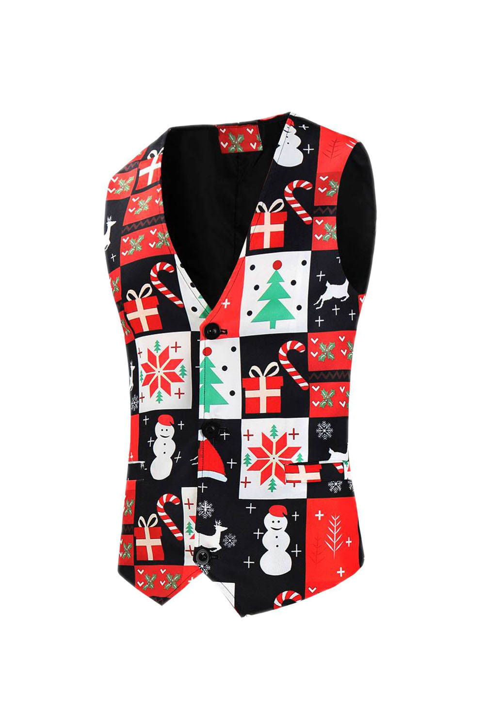 Röd julgran tryckt 3-delad herrdräkt