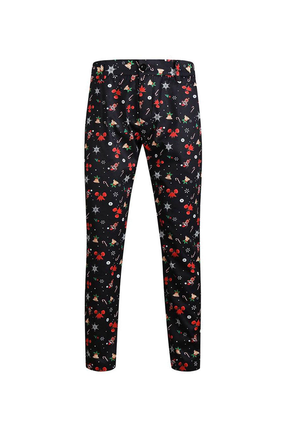 Mäns svarta jultryckta 3-delade partydräkter med en knapp