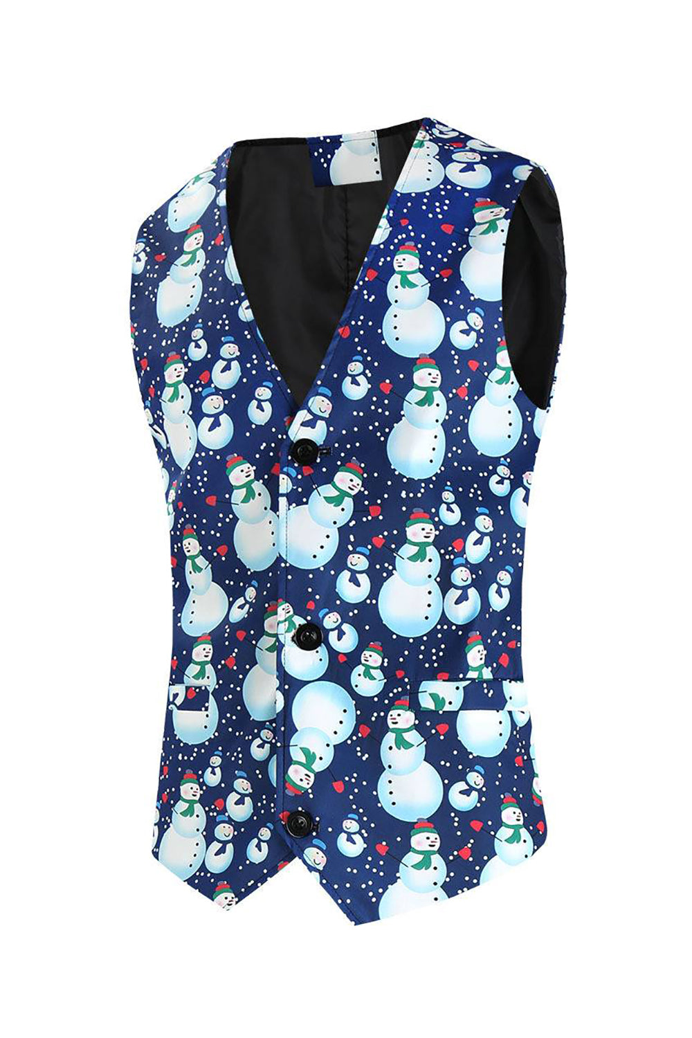 Notched Lapel One Button Blå Snögubbe Tryckta Herrkostymer