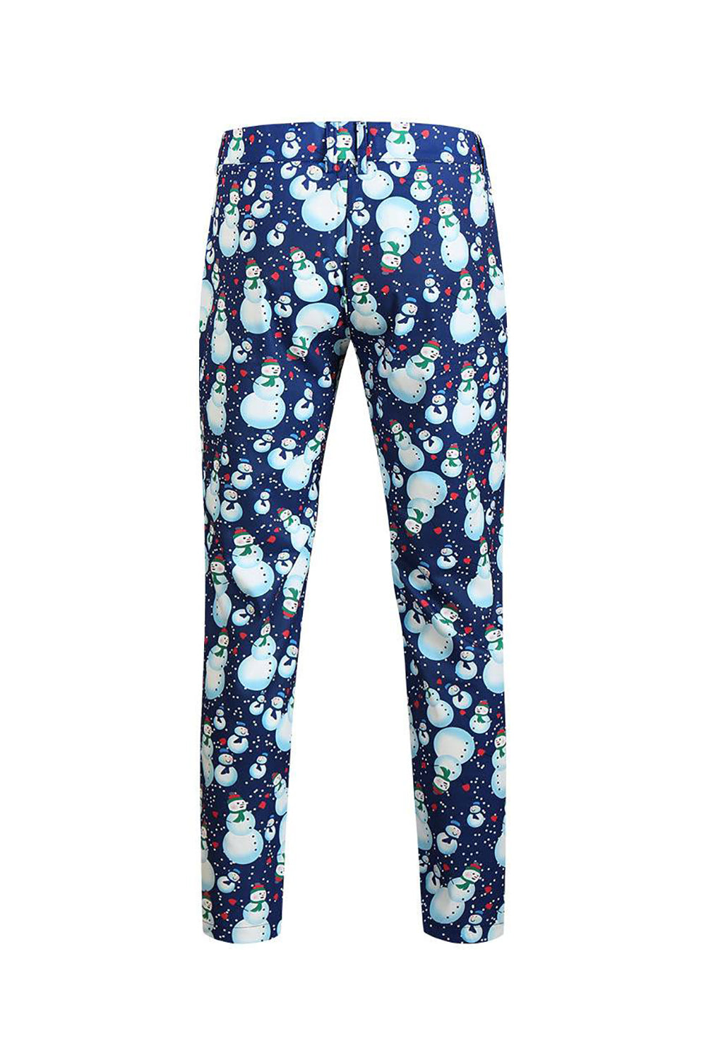 Notched Lapel One Button Blå Snögubbe Tryckta Herrkostymer