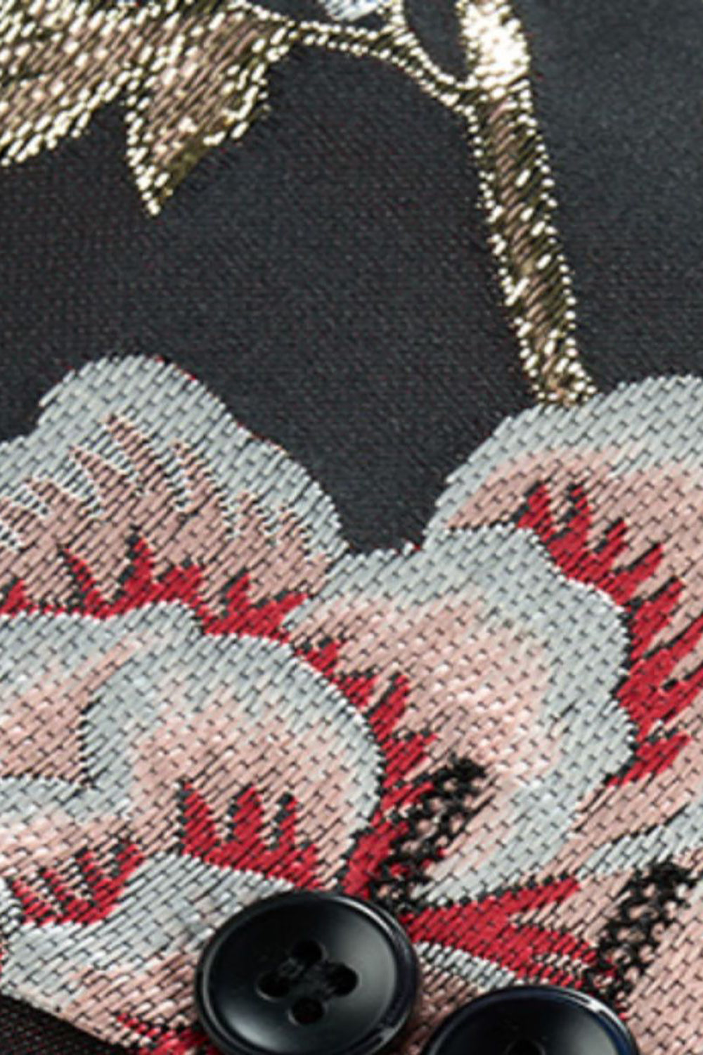 Black Flower Jacquard Notched Kavajslag Män Kavaj