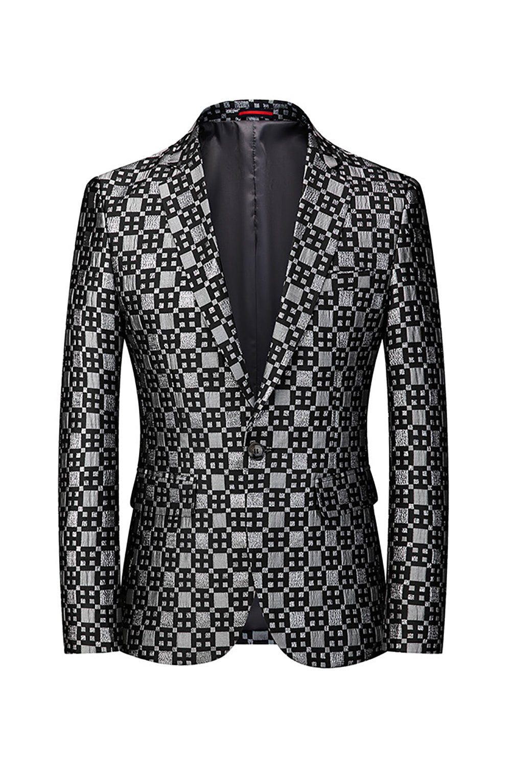 Silm Fit Notched Kavajslag Liten Grön Fyrkantig Balkavaj för män