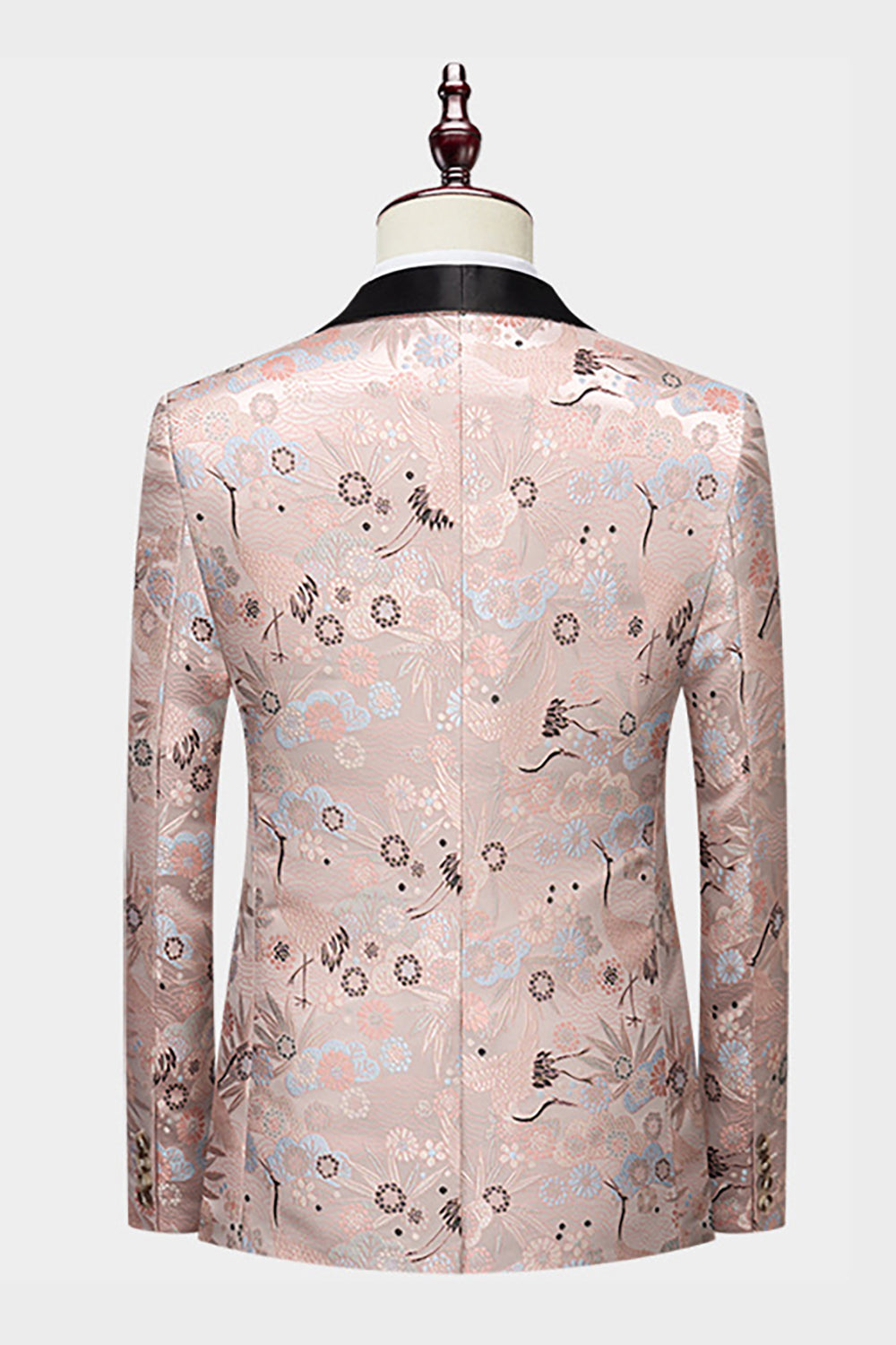 Ljus Khaki Jacquard Sjal Kavajslag 2 Piece Mäns Baldräkter