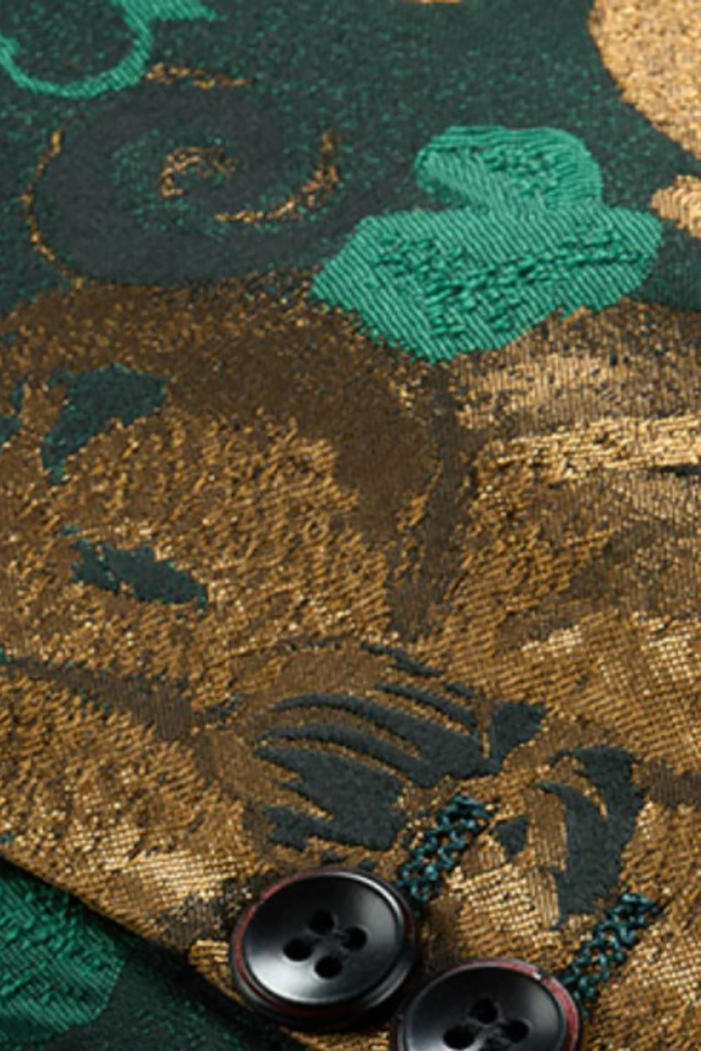 Grön Jacquard Notched Kavajslag Prom Kavaj för män