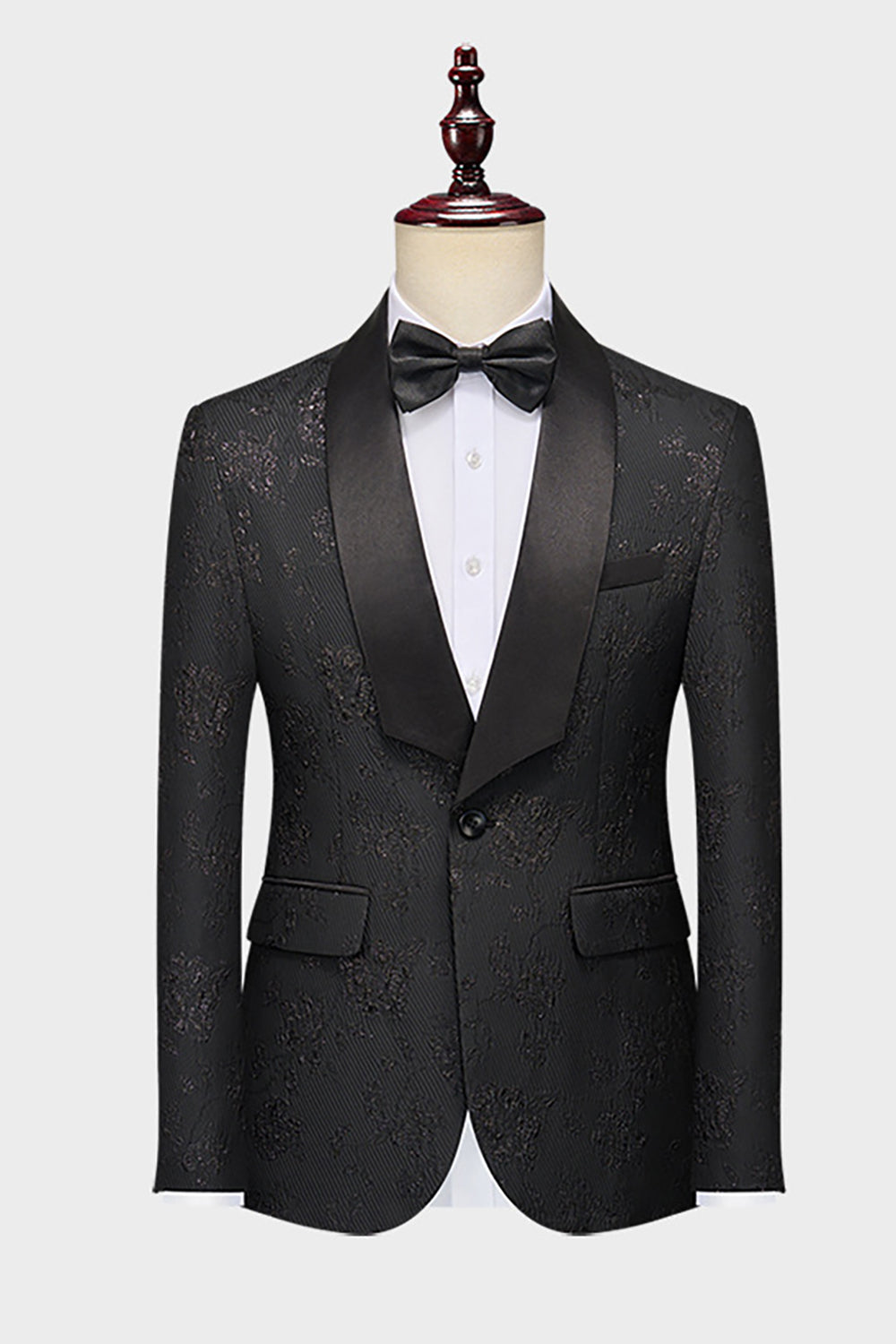 Royal Blå Sjal Kavajslag Jacquard 2 Delar Män Kostymer