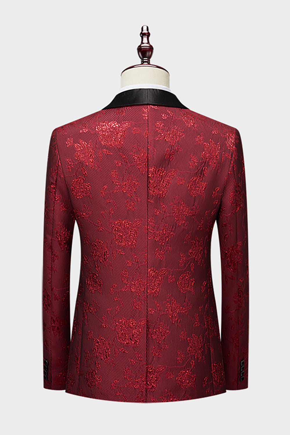 Royal Blå Sjal Kavajslag Jacquard 2 Delar Män Kostymer