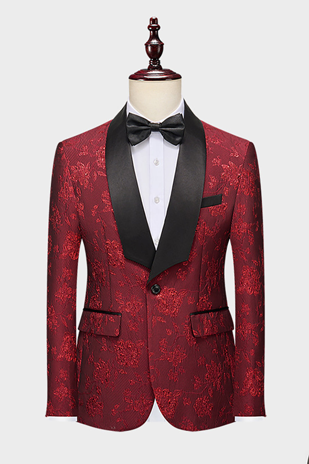 Royal Blå Sjal Kavajslag Jacquard 2 Delar Män Kostymer