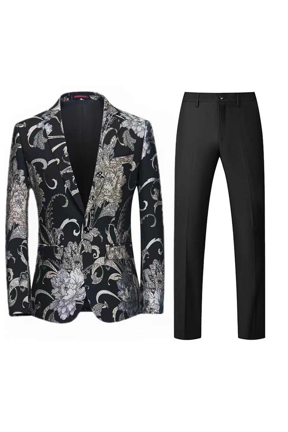 Ljusrosa Jacquard 2-delad skårad kavajslag för män Baldräkter