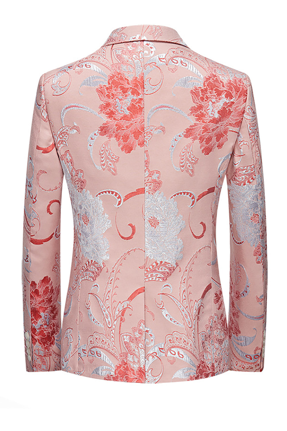 Ljusrosa Jacquard 2-delad skårad kavajslag för män Baldräkter