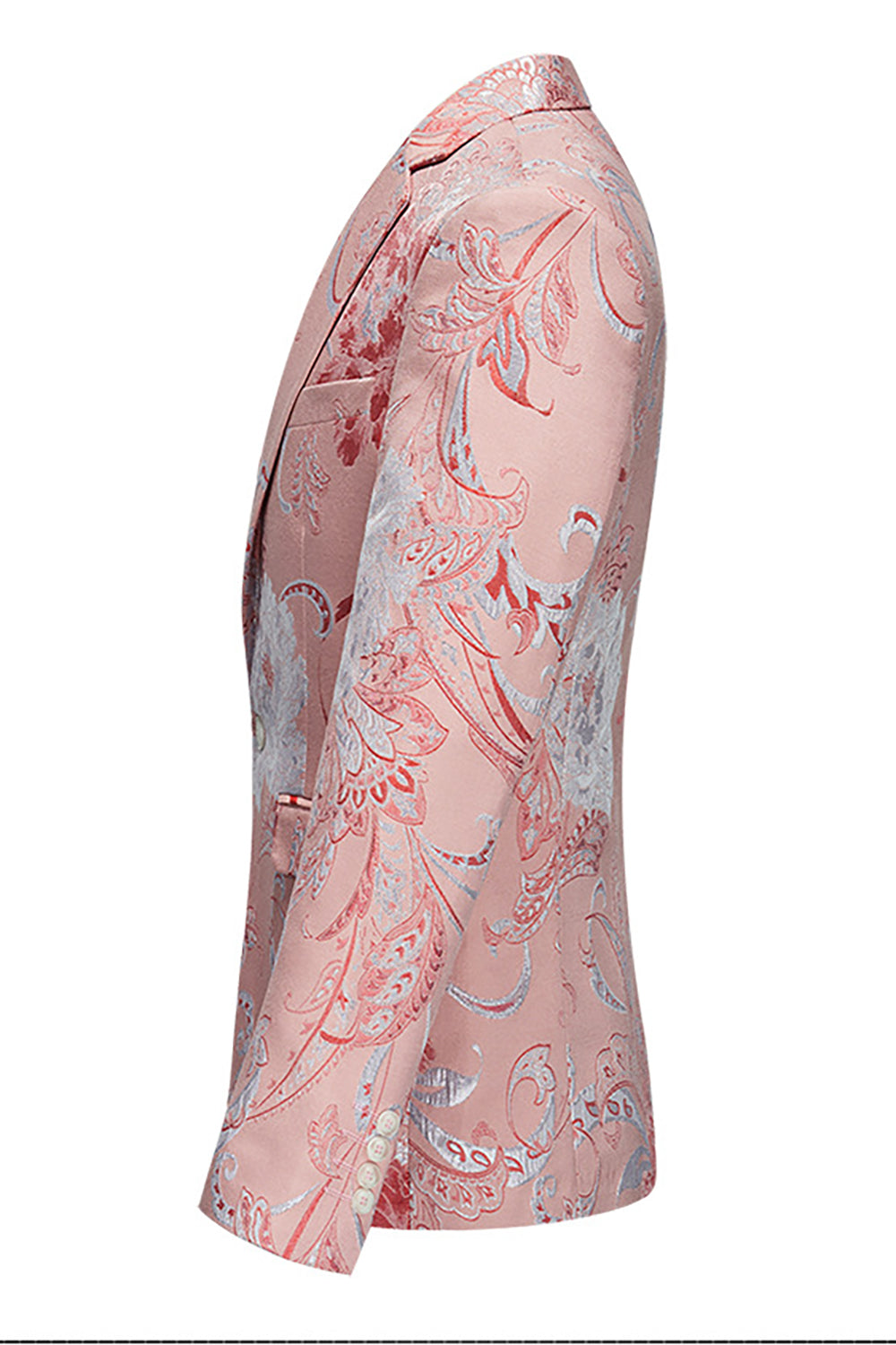 Ljusrosa Jacquard 2-delad skårad kavajslag för män Baldräkter