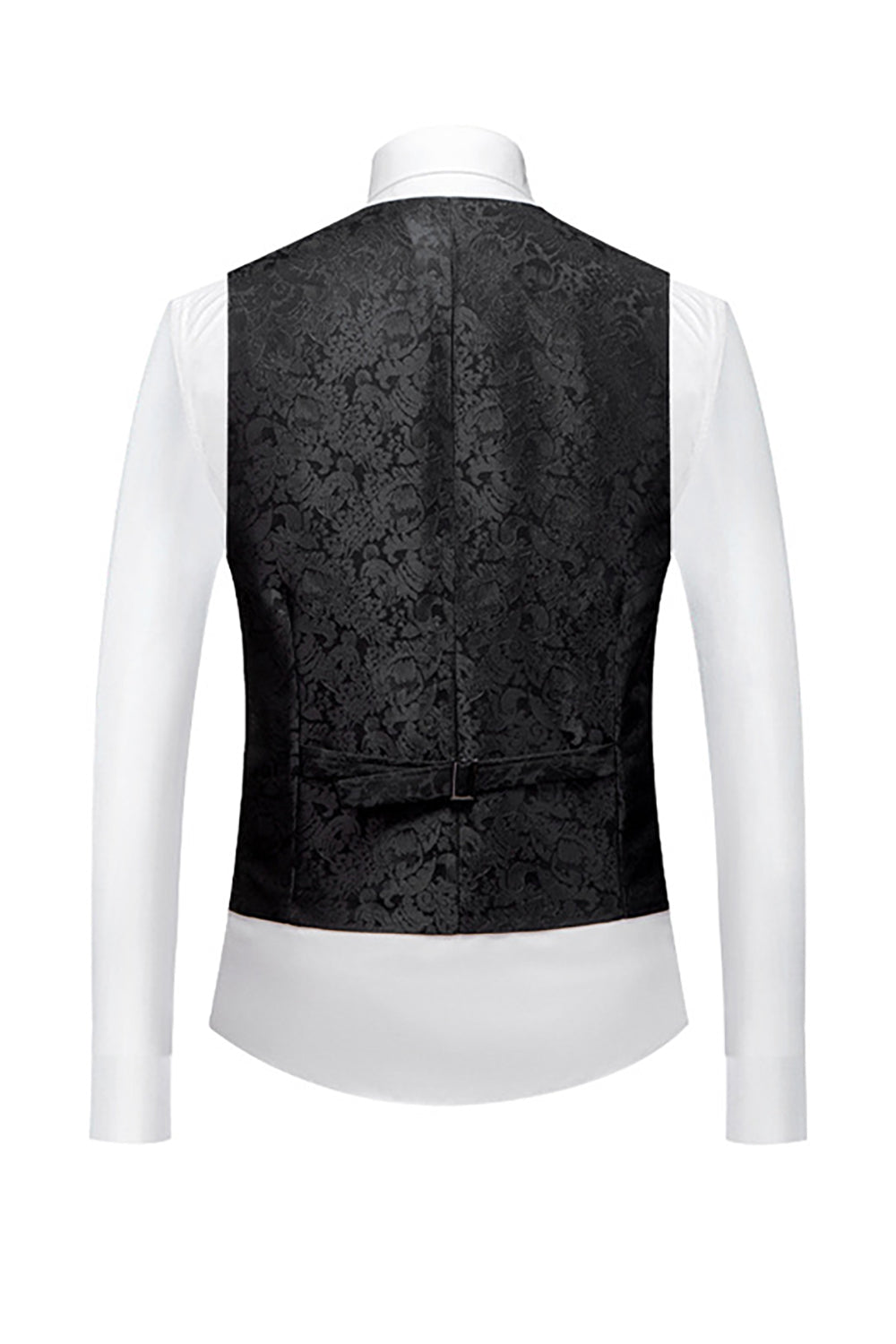 Svart 3-delad Jacquard Sjal Kavajslag Baldräkter för män