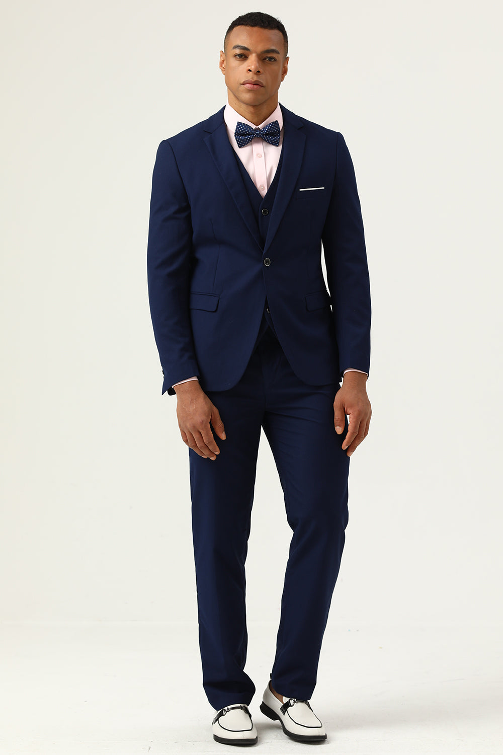 3 stycken Navy Blue Slim Fit Casual Smoking Suits